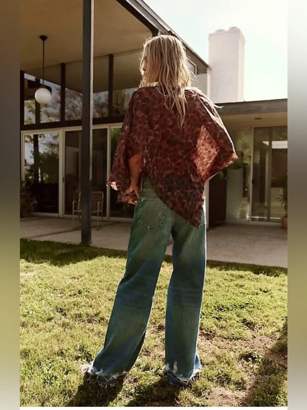Free People Brown Leopard-Print Angel Wing Poncho Kimono